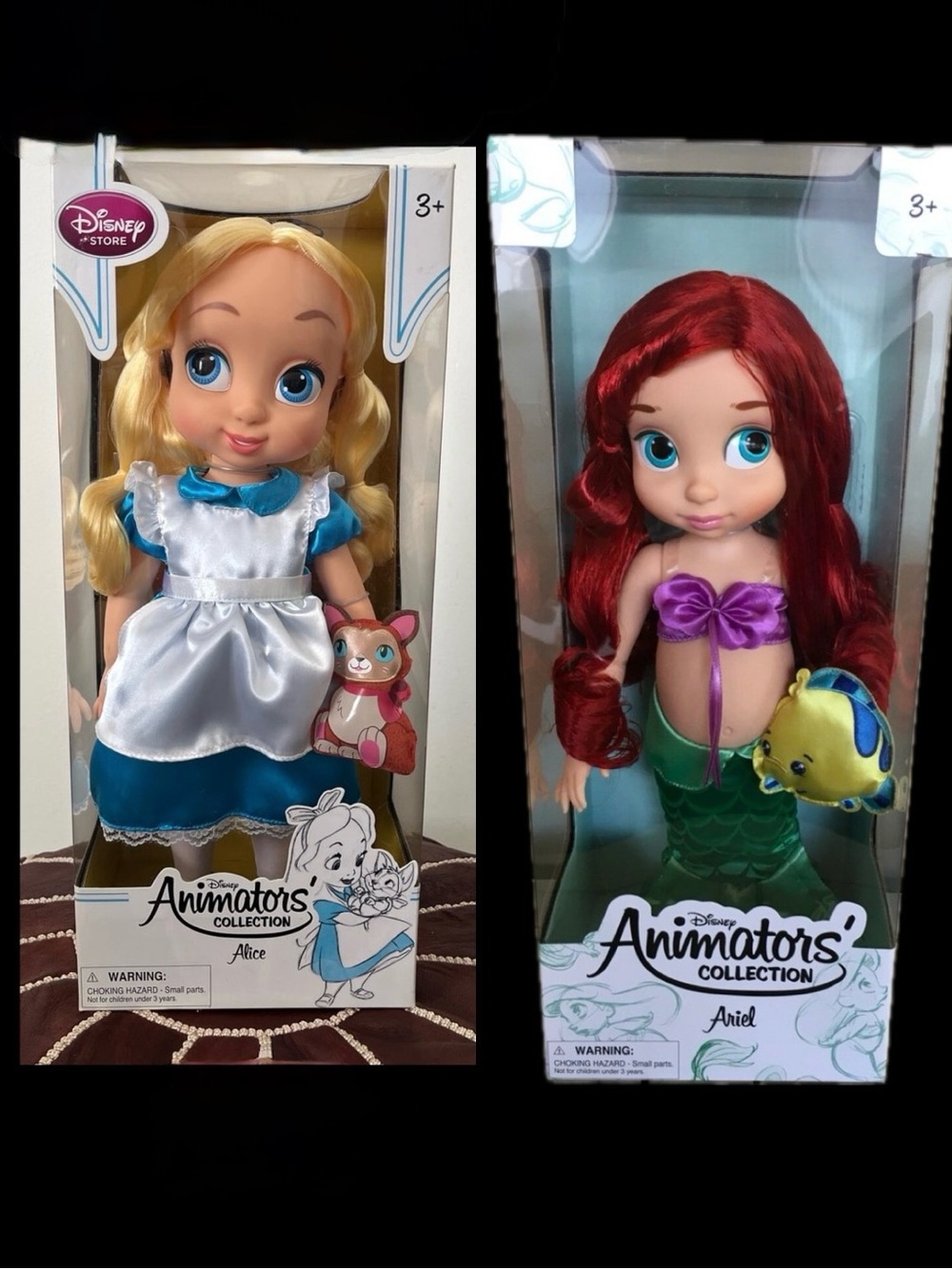 2 Disney Animators' Collection Alice in Wonderland & Ariel the little mermaid